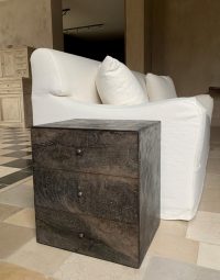 SOLD Marble Plaster Walnut cube sidetable - Image 2
