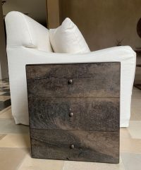 SOLD Marble Plaster Walnut cube sidetable - Image 6