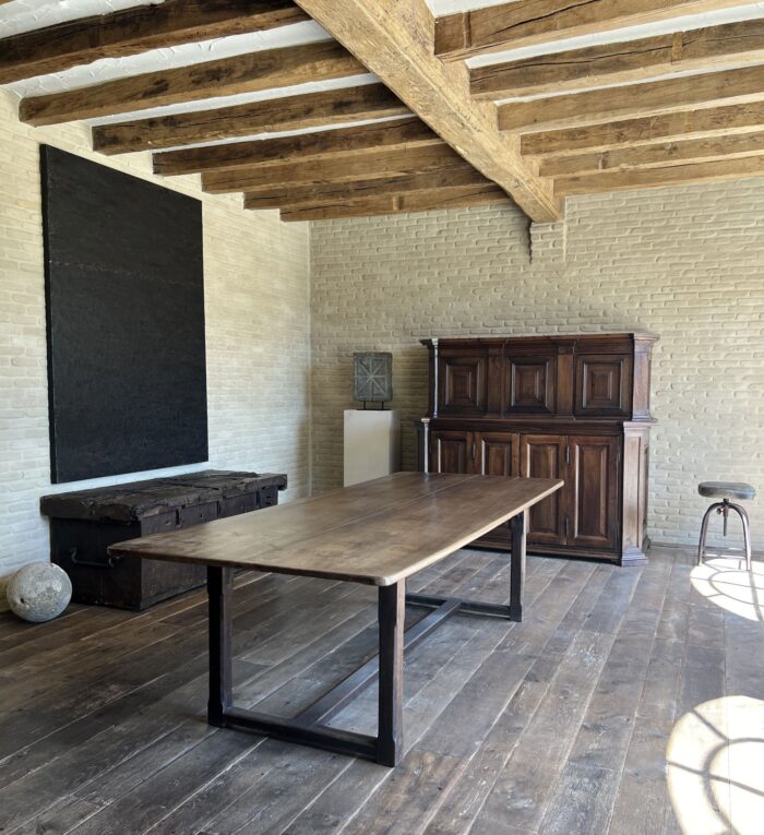 Italian 18th century 2 plank top Walnut Refectory Farm Table - Image 3