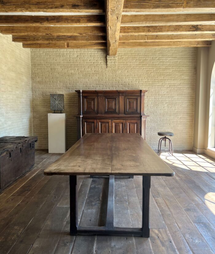 Italian 18th century 2 plank top Walnut Refectory Farm Table - Image 4