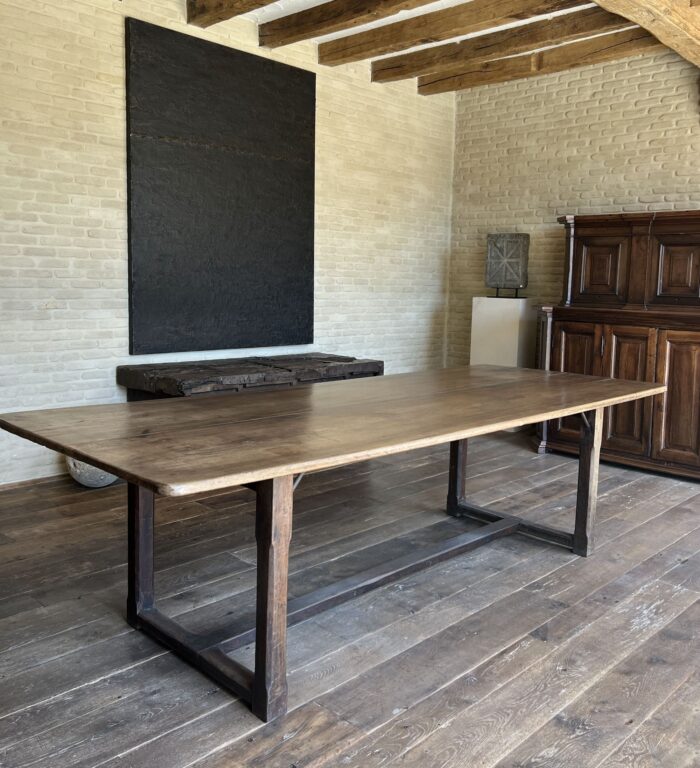 Italian 18th century 2 plank top Walnut Refectory Farm Table - Image 5