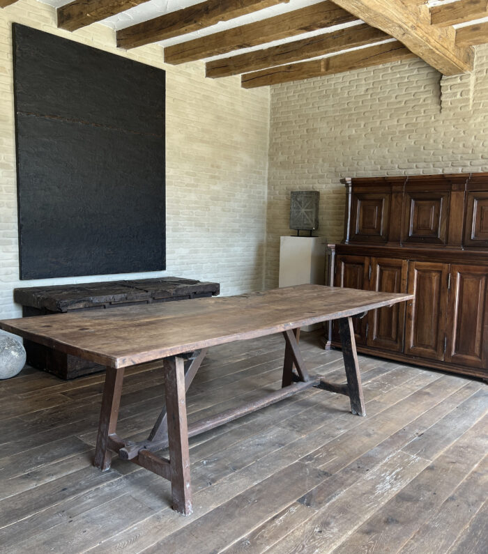 Early 19th Century Oak Refectory Trestle Table - Image 8