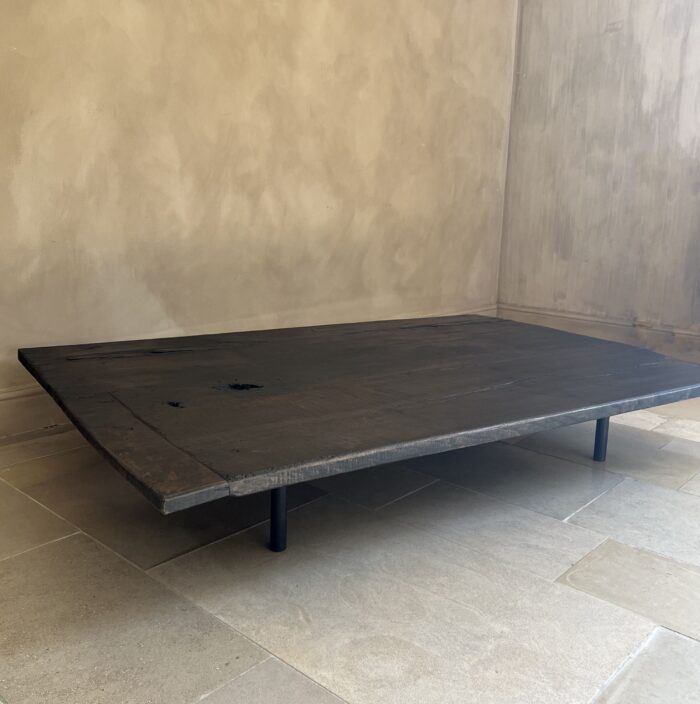 Minimalist coffeetable with 18th century reclaimed dark walnut - Image 5