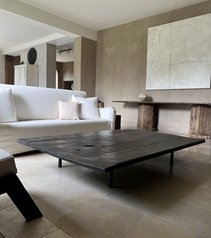 Minimalist coffeetable with 18th century reclaimed dark walnut - Image 2