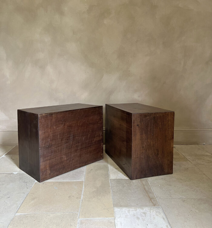 Set of 2 CUBE sidetables nightstands in reclaimed 18th century walnut - Image 3