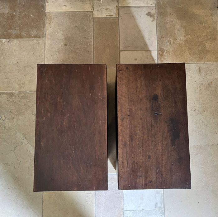 Set of 2 CUBE sidetables nightstands in reclaimed 18th century walnut - Image 7