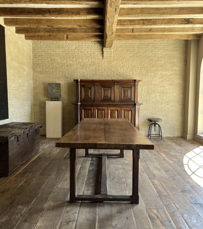 Italian 18th century 2 plank top Walnut Refectory Farm Table - Image 4