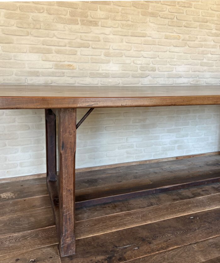 Italian 18th century 2 plank top Walnut Refectory Farm Table - Image 6