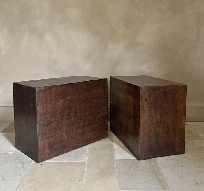 Set of 2 CUBE sidetables nightstands in reclaimed 18th century walnut - Image 11