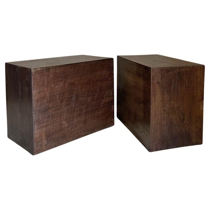Set of 2 CUBE sidetables nightstands in reclaimed 18th century walnut
