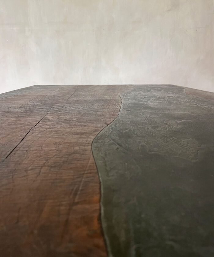 Luna Coffeetable with Reclaimed Chestnut and Marbleplaster - Image 8