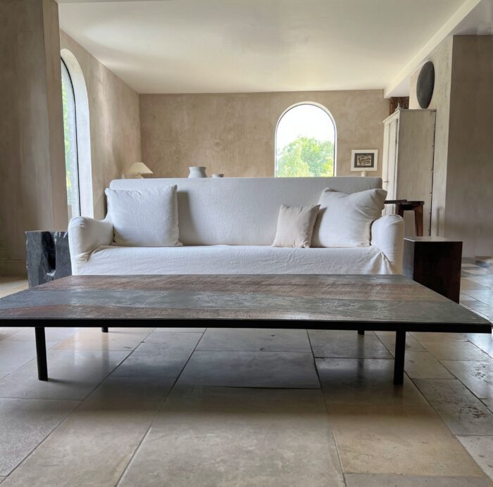 Luna Coffeetable with Reclaimed Chestnut and Marbleplaster - Image 10